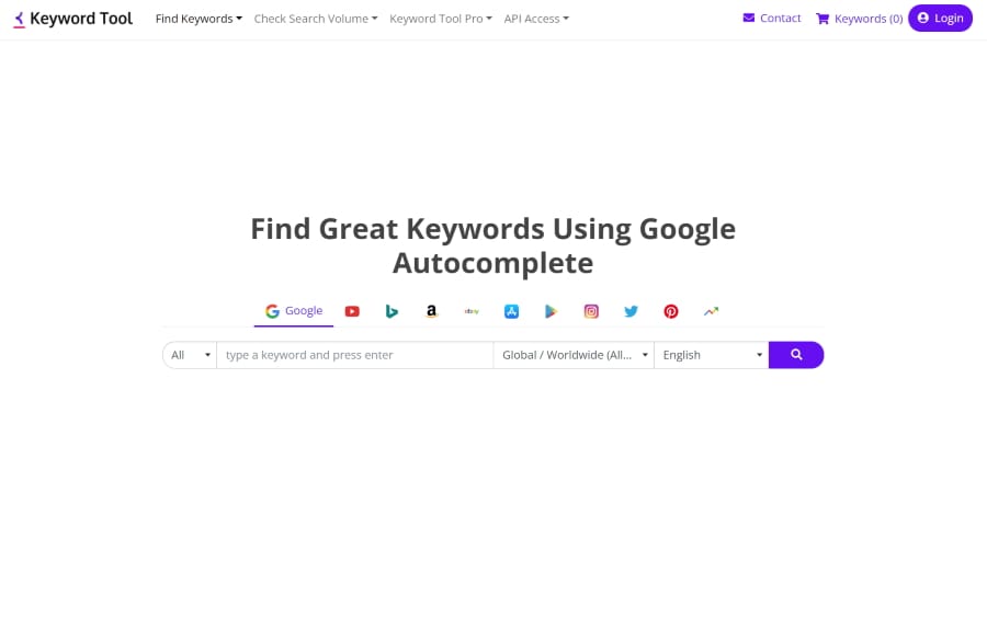 keyword tool（キーワードツール）TOPページ