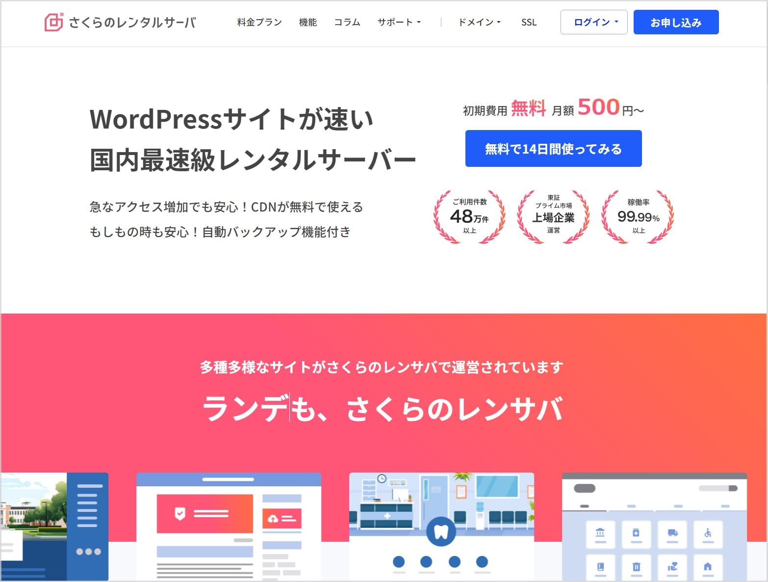 さくらのレンタルサーバ | 高速・安定WordPressなら！無料2週間お試し