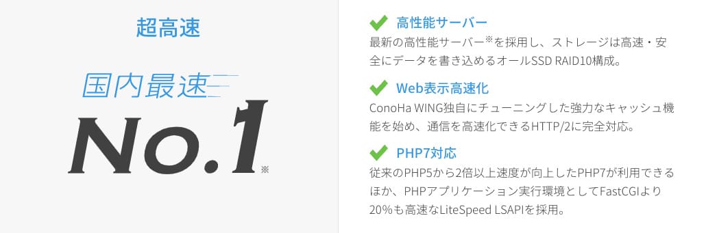 WordPressレンタルサーバー「Conoha WING」は国内最速